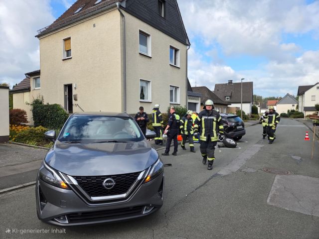 Verkehrsunfall mit eingeklemmter Person in Arnsberg-Bruchhausen