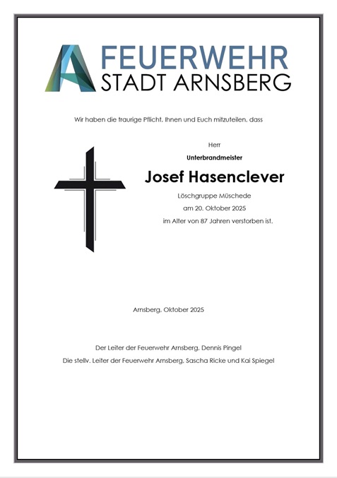 Nachruf Josef Hasenclever